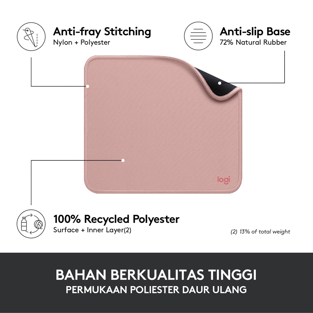 Logitech Mouse Pad Studio Series Alas Polos, Anti-Slip - Rose (6)