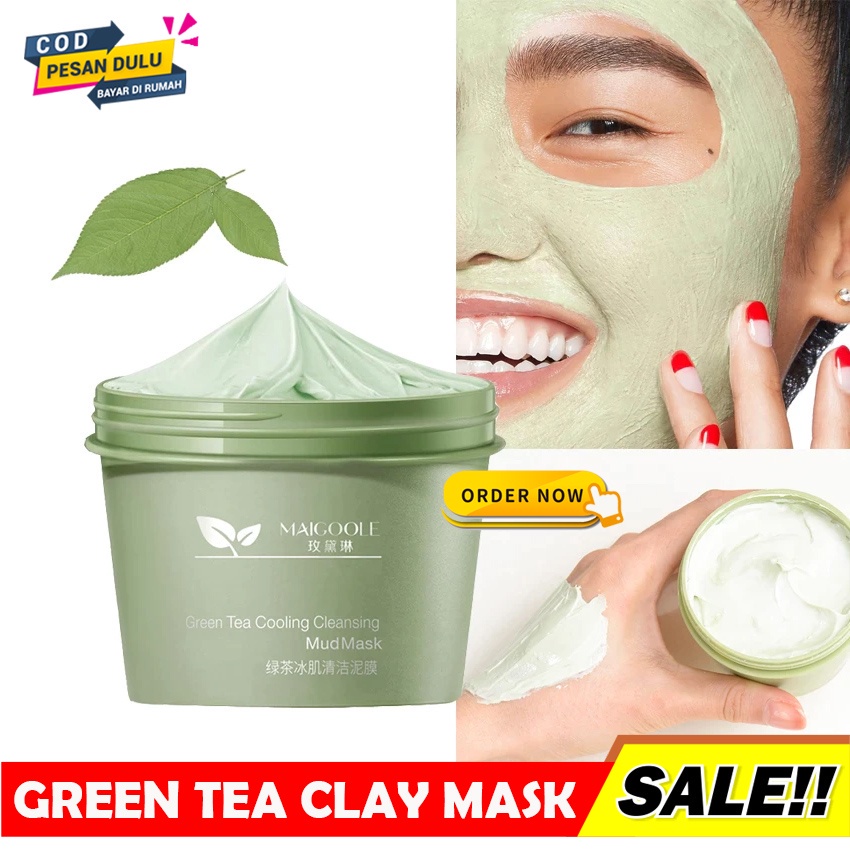 Jual ORIGINAL 100 MAIGOOLE GREEN TEA COOLING CLEANSING MUD MASK /CLAY MASK MASKER WAJAH KOMEDO