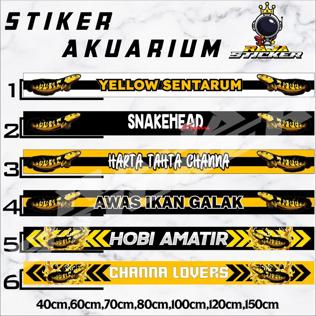 Jual Stiker Aquarium Channa Maru Yellow Sentarum Snake Head Ikan Galak