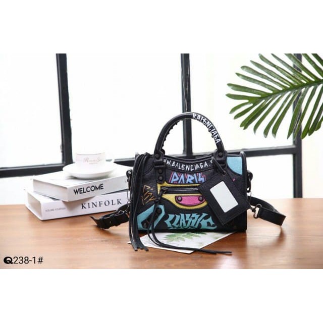 Balenciaga graffiti store mini city bag