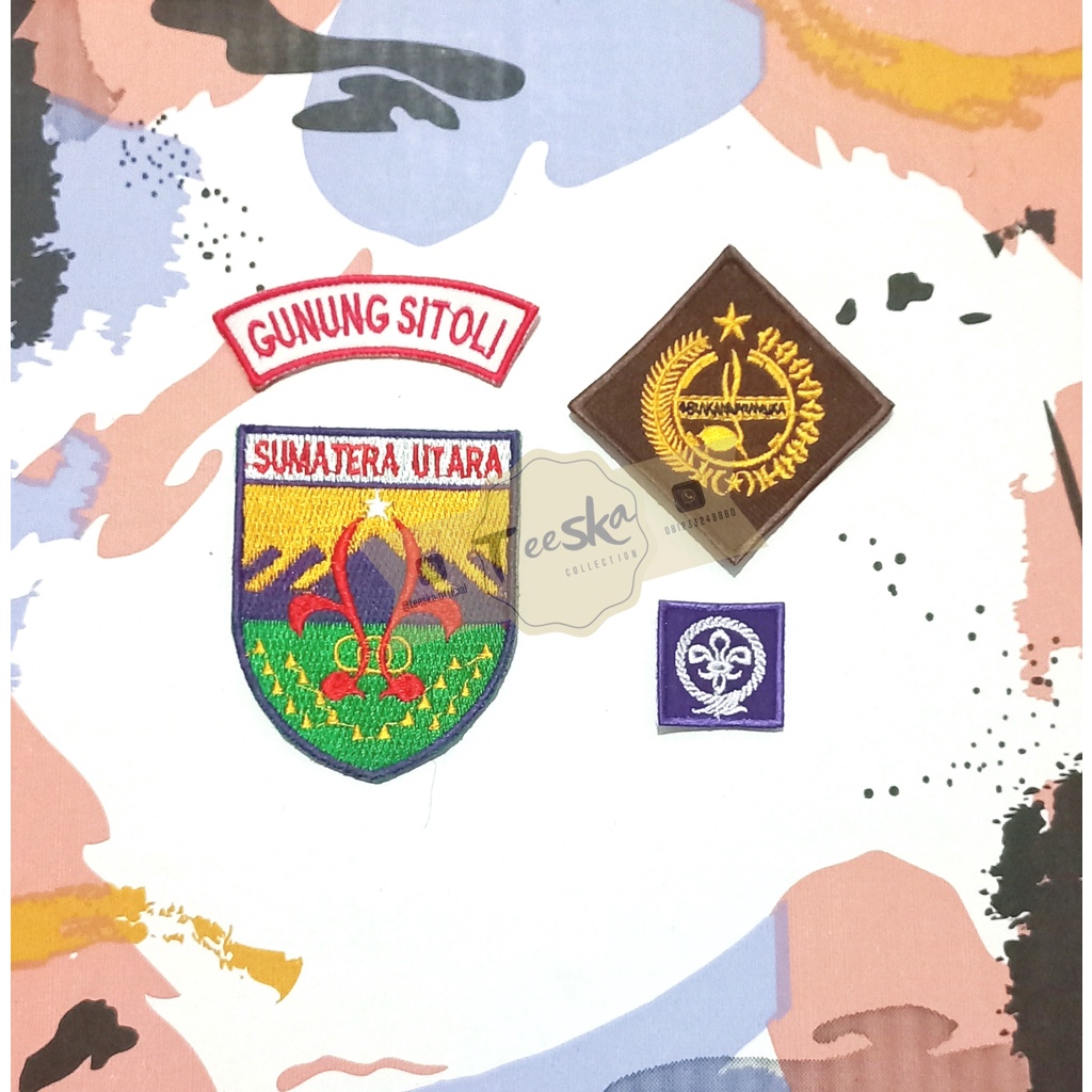 Jual Set Atribut Seragam Pramuka Logo Tunas Kelapa dan Wosm, Logo Kwartir Daerah ( Kwarda