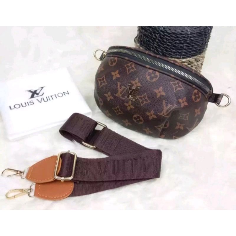 Bumbag Waistbag Tas Sabuk Pria LV LOUIS VUI TTON MONOGRAM EMBOSS HITAM  KULIT ASLI PREMIUM