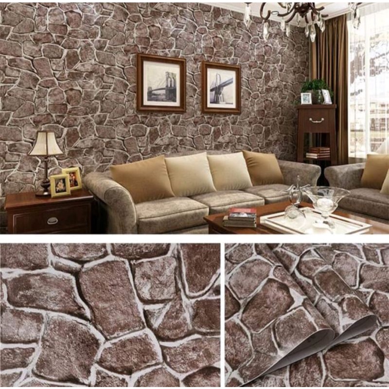 Jual Wallpaper Sticker Dinding Motif Batu kali, Batu Kerikil Super ...