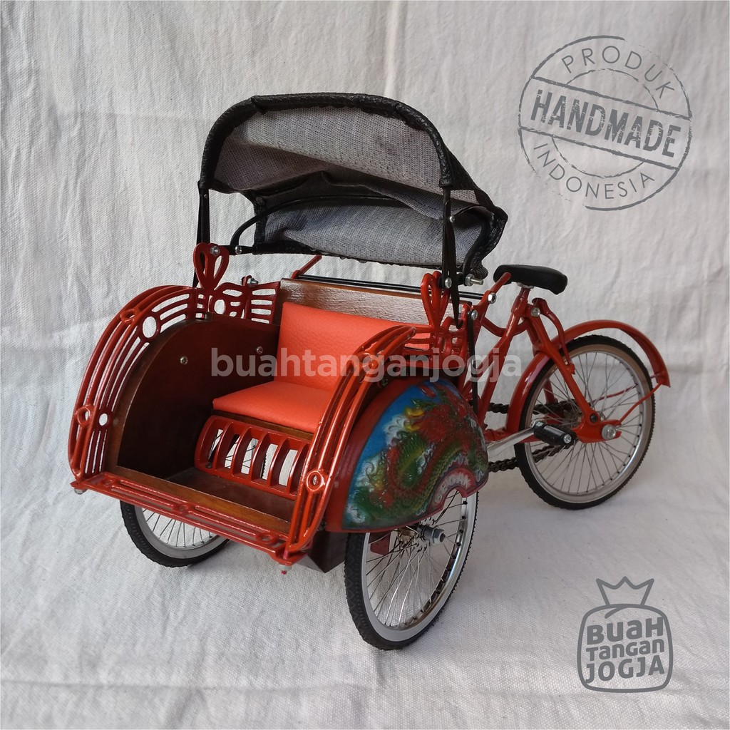 Jual Miniatur Becak Jogja Kw 1 Besar Kerajinan Khas Jogja Shopee Indonesia 