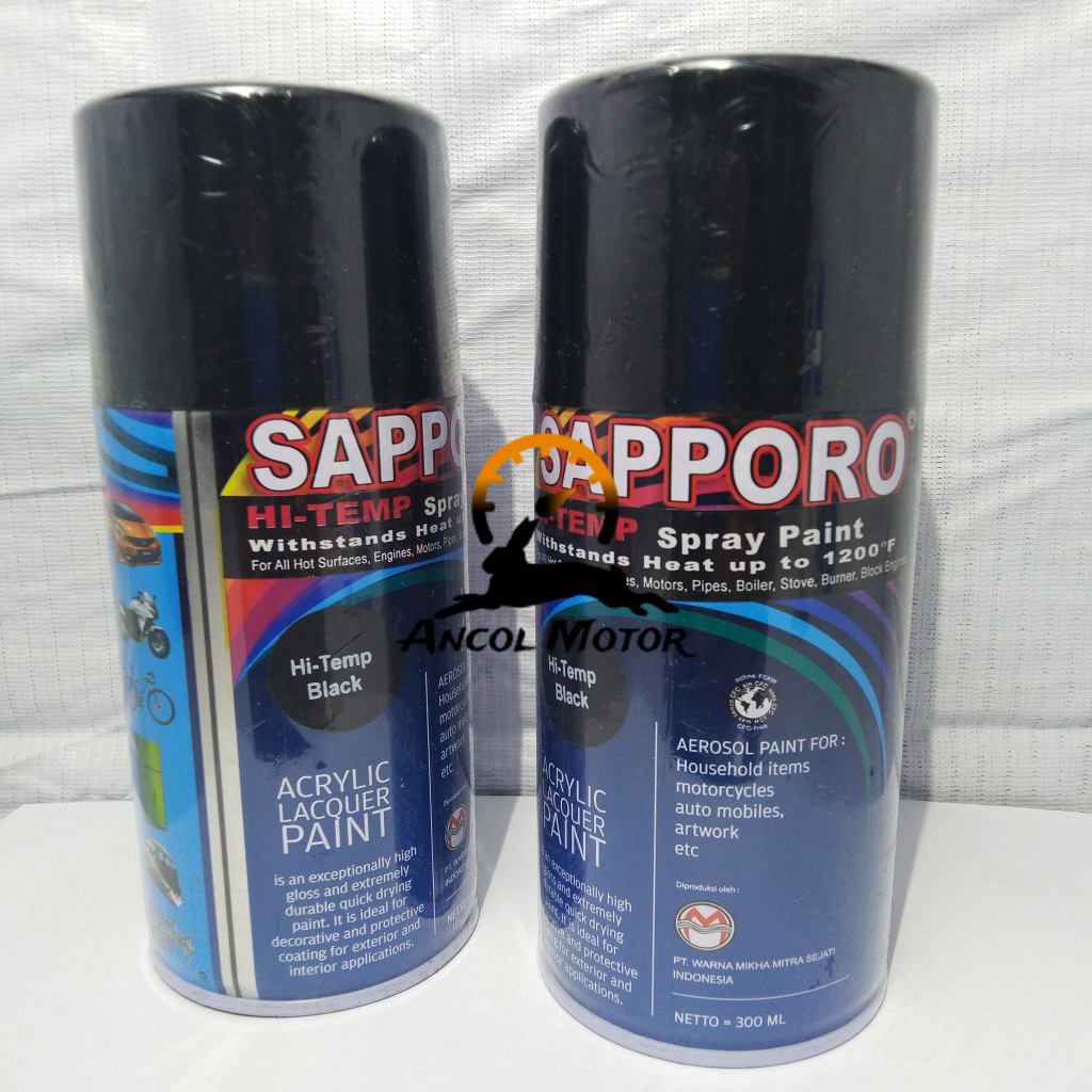 Jual Sapporo Black Hi-Temp Cat Semprot Saporo Hitam Anti Tahan Panas ...