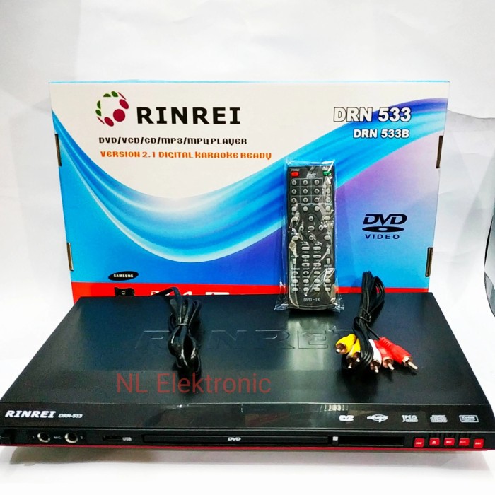 Jual RINREI DVD Player DRN533K Optik Samsung DVD VCD CD MP3