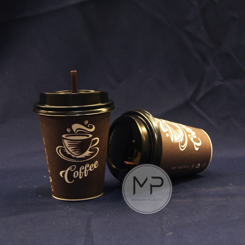 Jual Paper Cup / Papercup / Gelas Kertas Kopi MOTIF 8oz + tutup ...