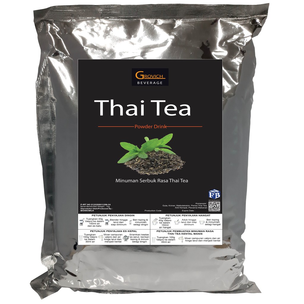 Jual Minuman Bubuk rasa Thai Tea (Thai Tea powder drink) GROVICH 1kg ...