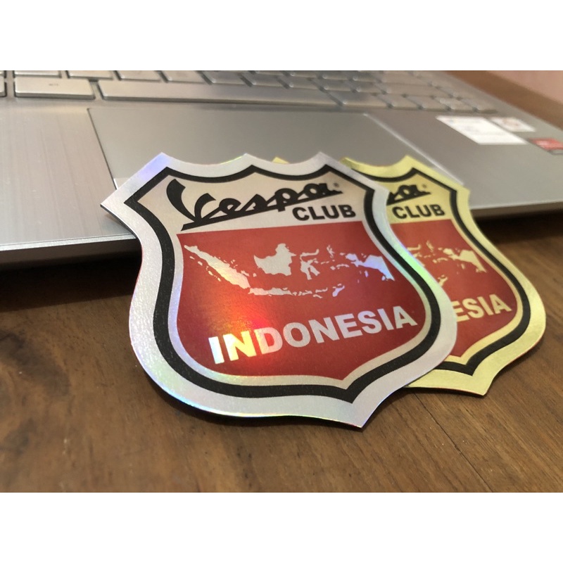 Jual logo vespa Club Indonesia Hologram/ Gold Shopee Indonesia