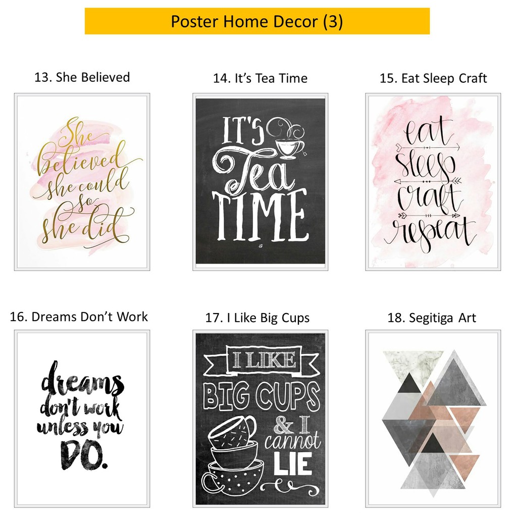 Jual Home Decor Poster Hiasan Pajangan Dinding Kantor Rumah Inspirasi
