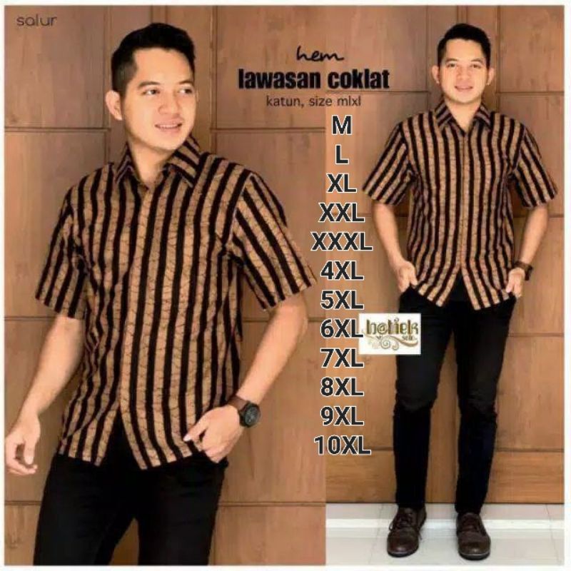 Jual Kemeja Batik Pria Lengan Pendek Kemeja Batik Lurik Size Jumbo ...