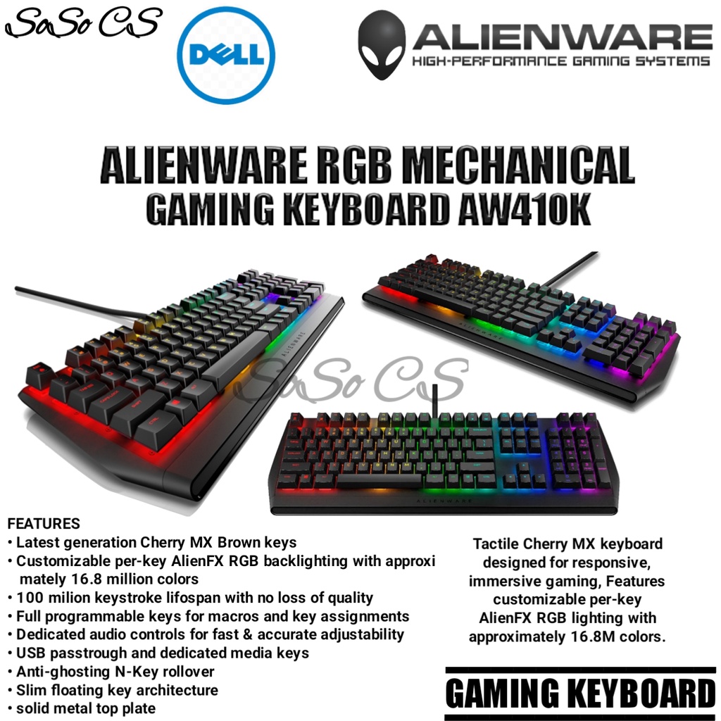 Jual ALIENWARE RGB MECHANICAL GAMING KEYBOARD AW410K Shopee Indonesia