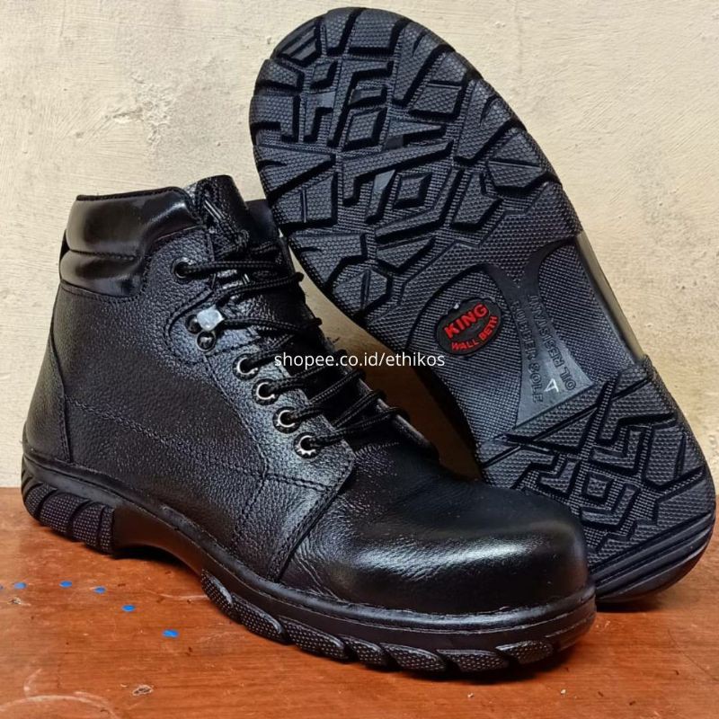 Jual Sepatu Safety King W Kulit Asli Semi Booth Ujungnya Ada Plat