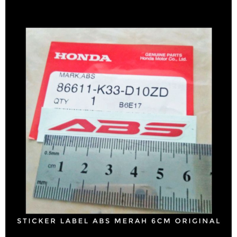 Jual Stiker ABS Merah 6cm CBU Sticker Striping Label CBR 250R pnp PCX ...