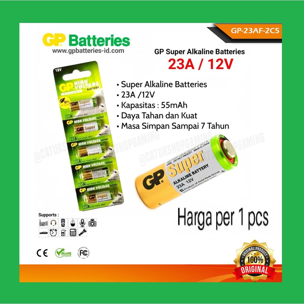 Jual Baterai A23 Battery 23A Batre 23AE GP Alkaline GP12V Remote ...