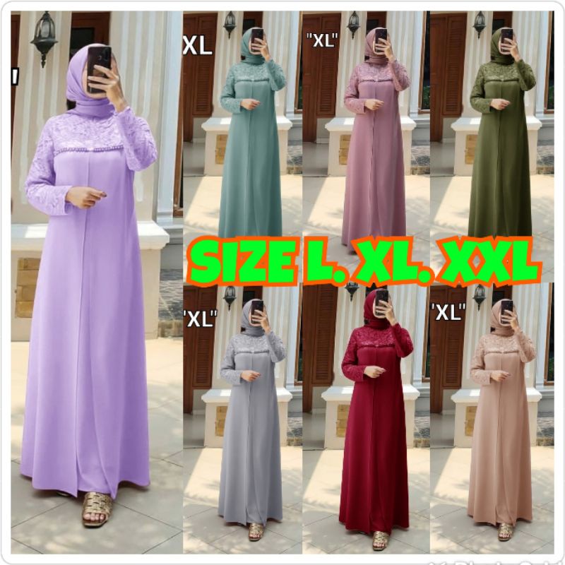 Jual Dress Korean style wanita muslimah MAXI AULIA XL XXL Gamis