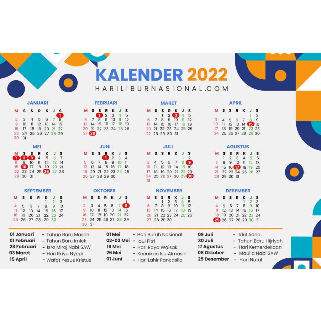 Jual Kalender Libur Nasional Shopee Indonesia