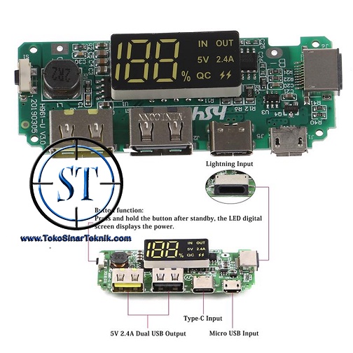 Jual Modul DIY Rakitan Power Bank 18650 With LCD Display Fast Charge 5V ...