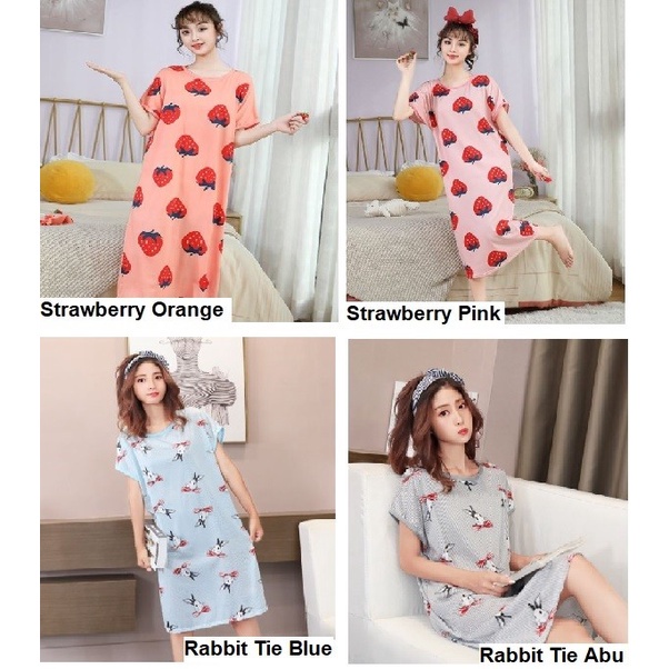 Jual JKG Baju Terusan Motif Strawberry Rabbit Lengan Pendek / Baju