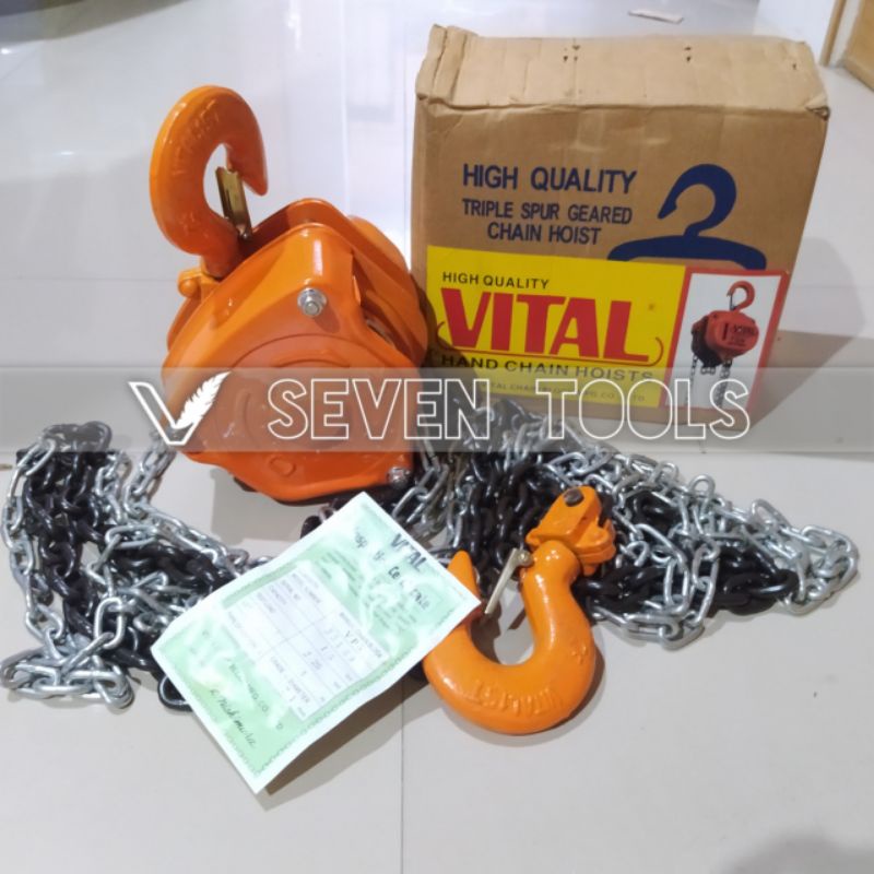 Jual Chain block/takel rantai manual VITAL 1,5 ton X 5 meter kerekan ...