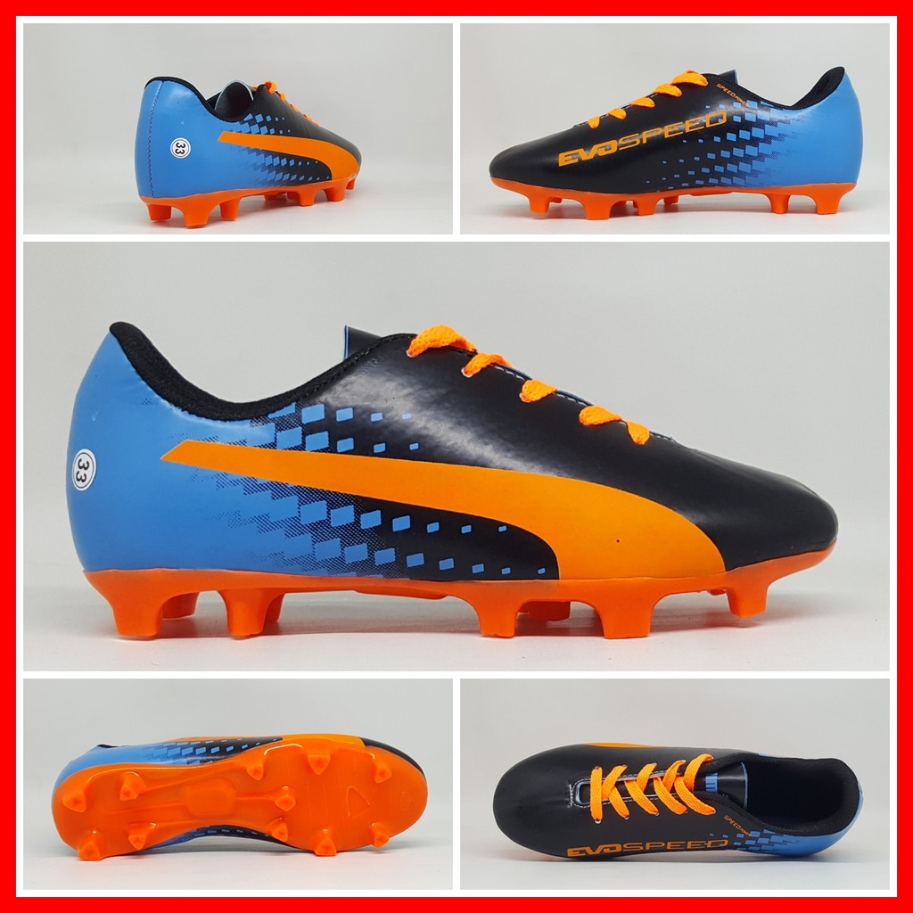 Jual Sepatu Sepak Bola Anak Puma Evospeed Hitam List Biru Orange Kids Shopee Indonesia