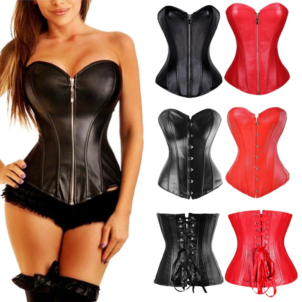 Jual Import Miss Moly Steampunk Corset Sexy Gothic Faux Leather Bustier