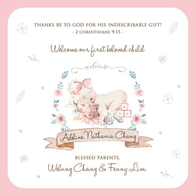 Jual Thanks Card Hampers Label Tag Newborn Birthday 10x10cm 8x8cm