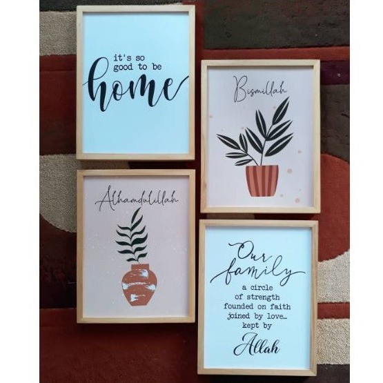 Jual set hiasan dinding pajangan dinding frame natural kayu tema home ...