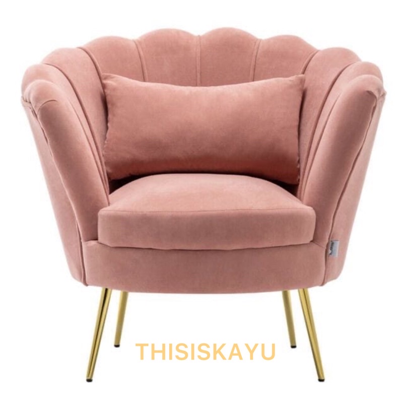 Jual SOFA KERANG CANTIK KAIN HALUS BLUDRU SOFA PINK MINIMALIS