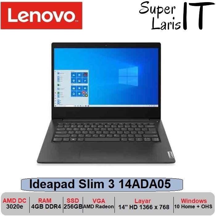 Jual Lenovo Ideapad Slim 14ADA05 Amd Athlon 3020e|4GB|256GB|14