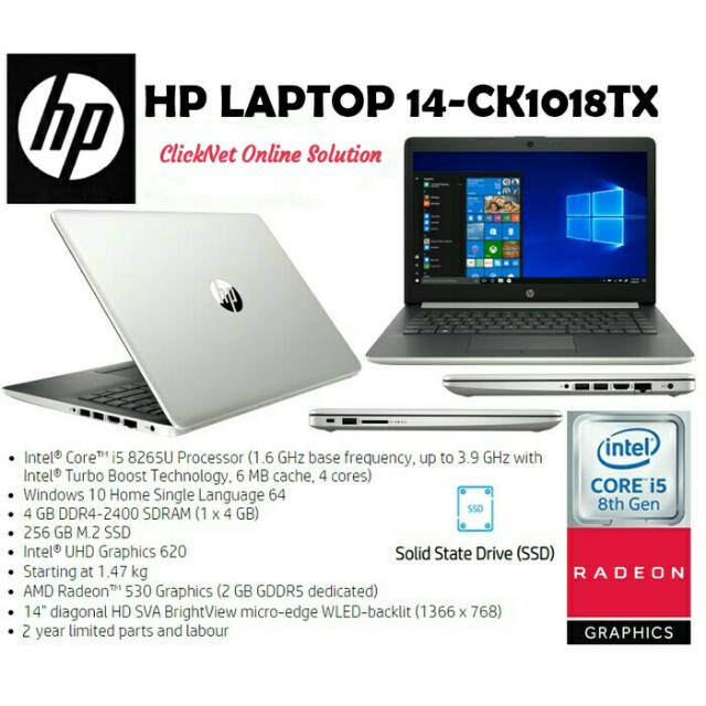 Jual Laptop Hp 14 Ck1018tx I5 8265u 4gb 256gb Ssd 2gb R520 Win10