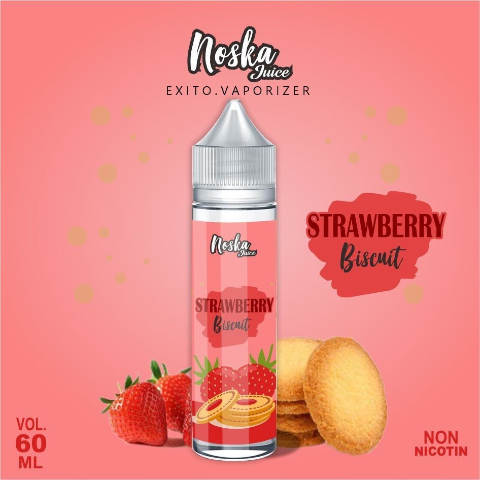 Jual (0MG) Noska Strawberry Biscuit 60ML Liquid Vapor Vape Noska Juice