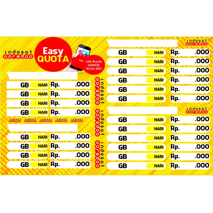 Jual Poster Kertas Daftar Harga Voucher Kuota Data Indosat Kosongan