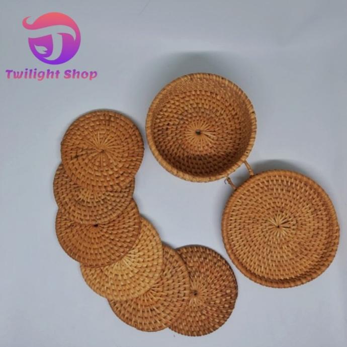 Jual Coaster Tatakan Gelas Rotan Set Export Quality | Shopee Indonesia