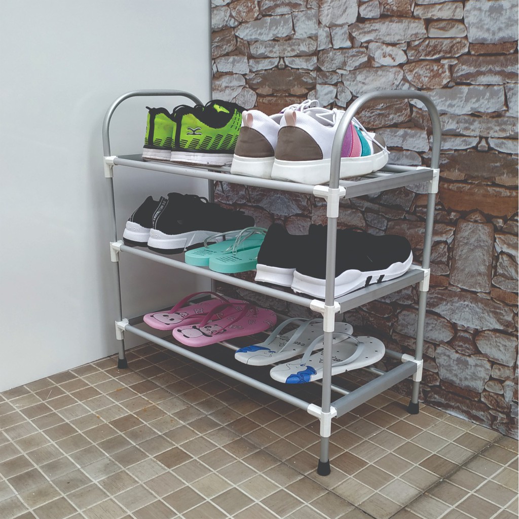 Jual RSB03 RAK SEPATU ALUMINIUM / SHOES RACK Knockdown 3 susun Hambalan ...