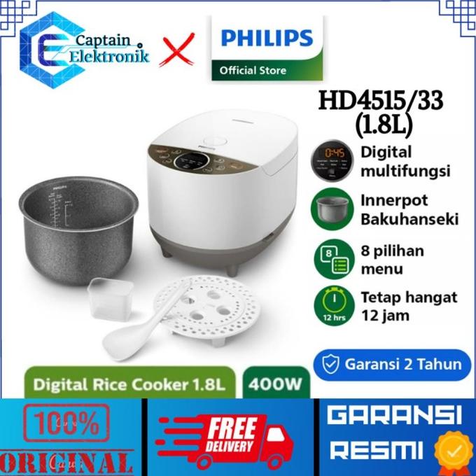 Jual PHILIPS Digital Rice Cooker [1.8 L] HD4515 / HD 4515 / HD4515