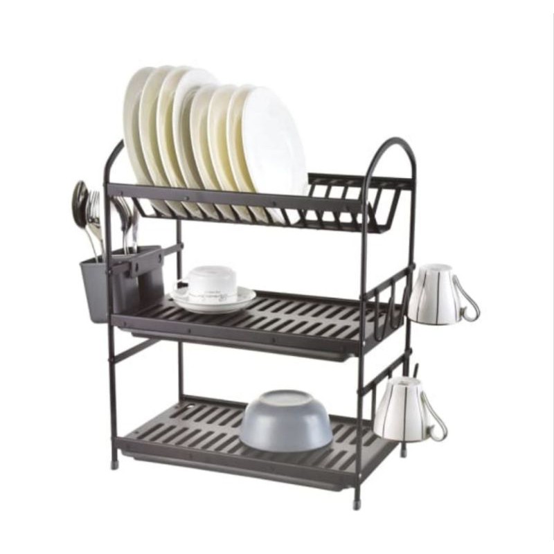 Jual ACE HARDWARE Krischef Rak Piring Aluminium 3 Tingkat Hitam/Rak