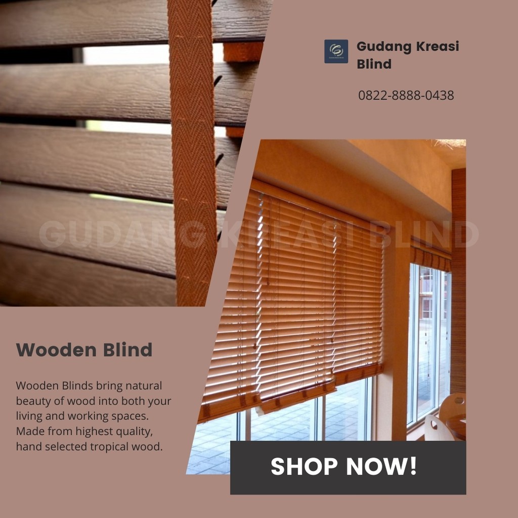 Jual Roller Blind Kayu Minimalis Woodblind Horizontal Blind Kayu Murah ...
