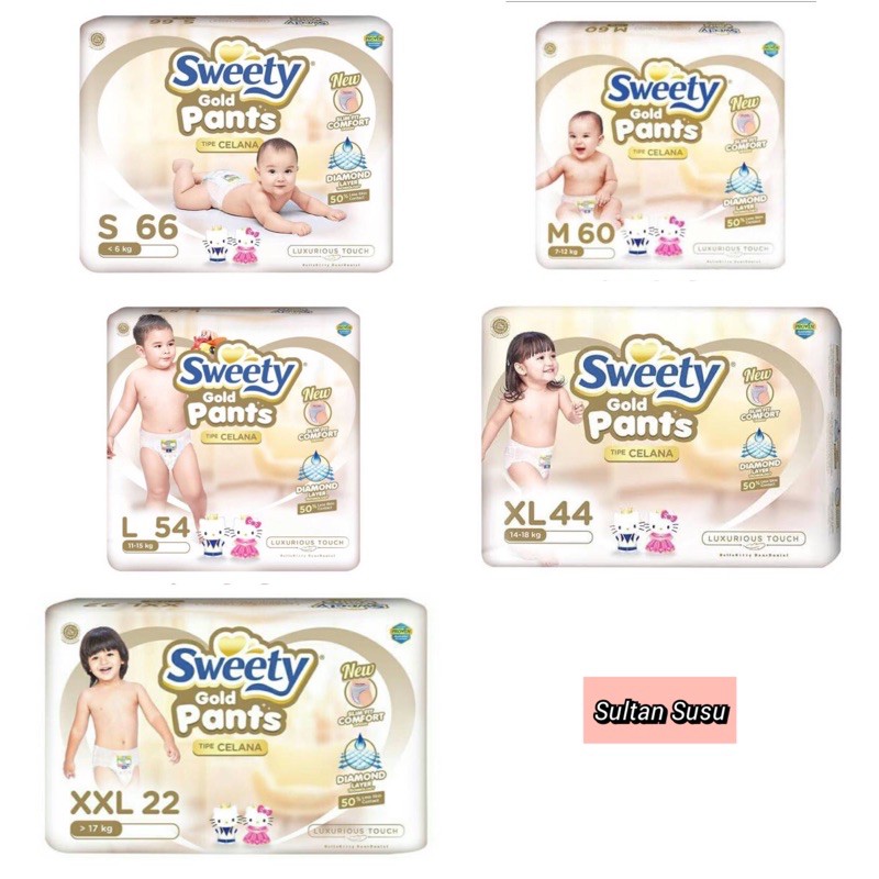 Jual SWEETY GOLD PANTS S66 M60 L54 XL44 XXL36 Popok Celana sultan
