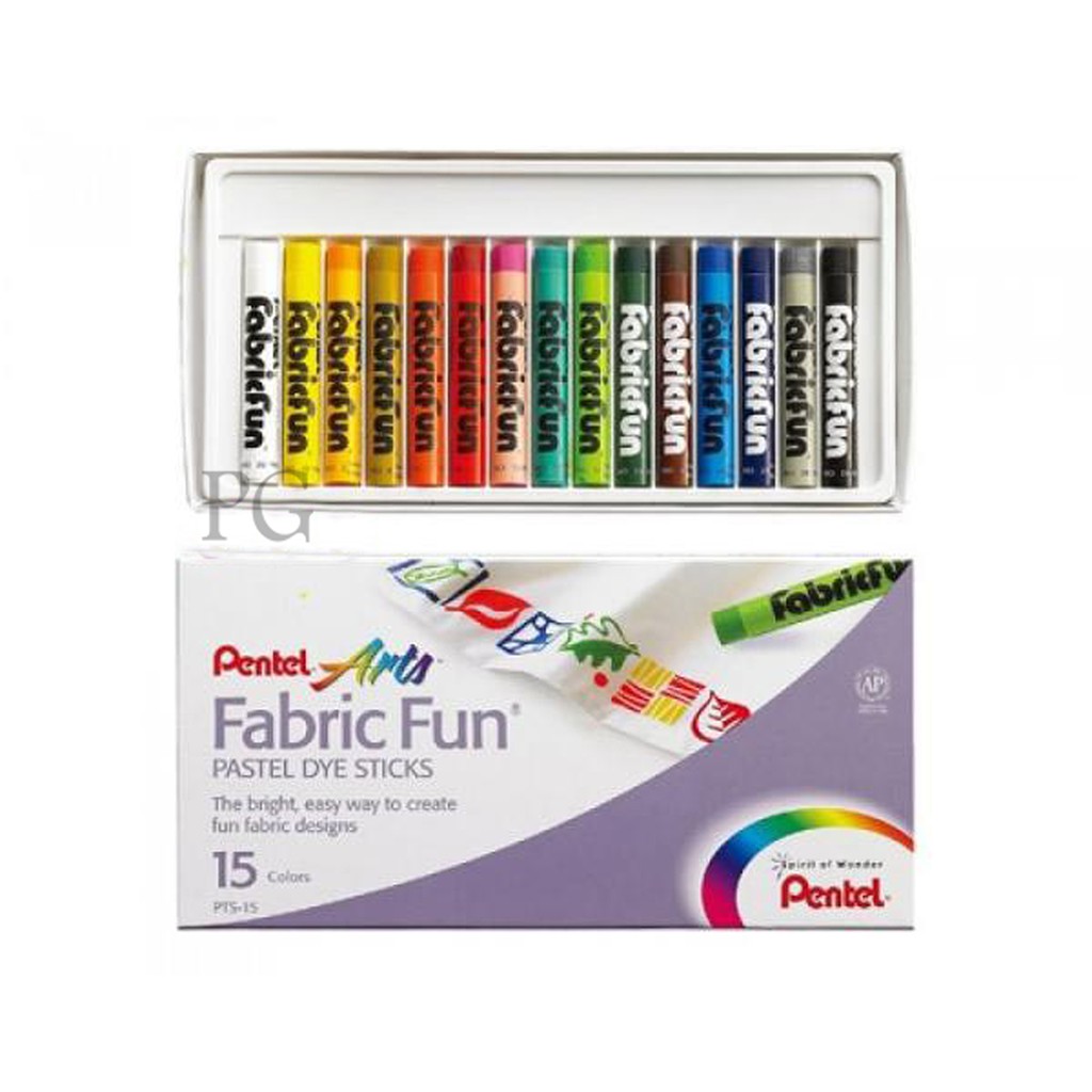 15 Pastels Pour Tissus Pentel - Couleurs Assorties - Dessin Sur Coton/Lin - Fixation Au Fer à Repasser