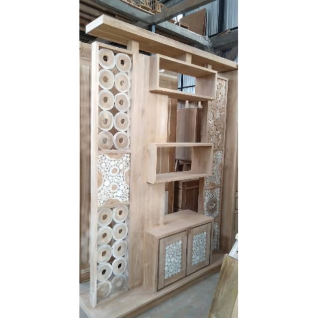 Jual Partisi Minimalis Sketsel Penyekat Ruangan Dinding Kayu Jati