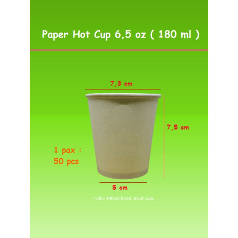 Jual Paper Hot Cup 65 Oz 180 Ml Isi 50 Pcs Polos Gelas Kertas Shopee Indonesia 5399