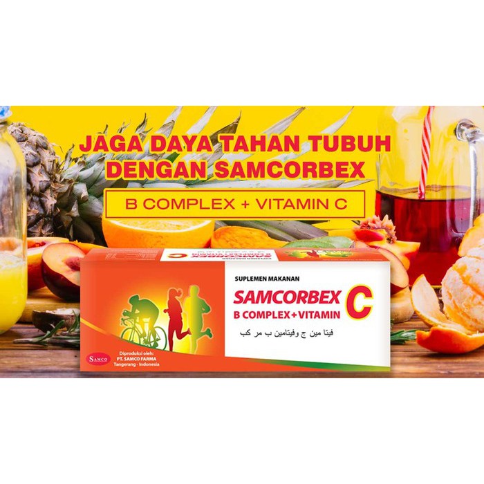 Jual SAMCORBEX Vitamin C 500mg + B Complex 1 Box isi 100 Kaplet Ori ...
