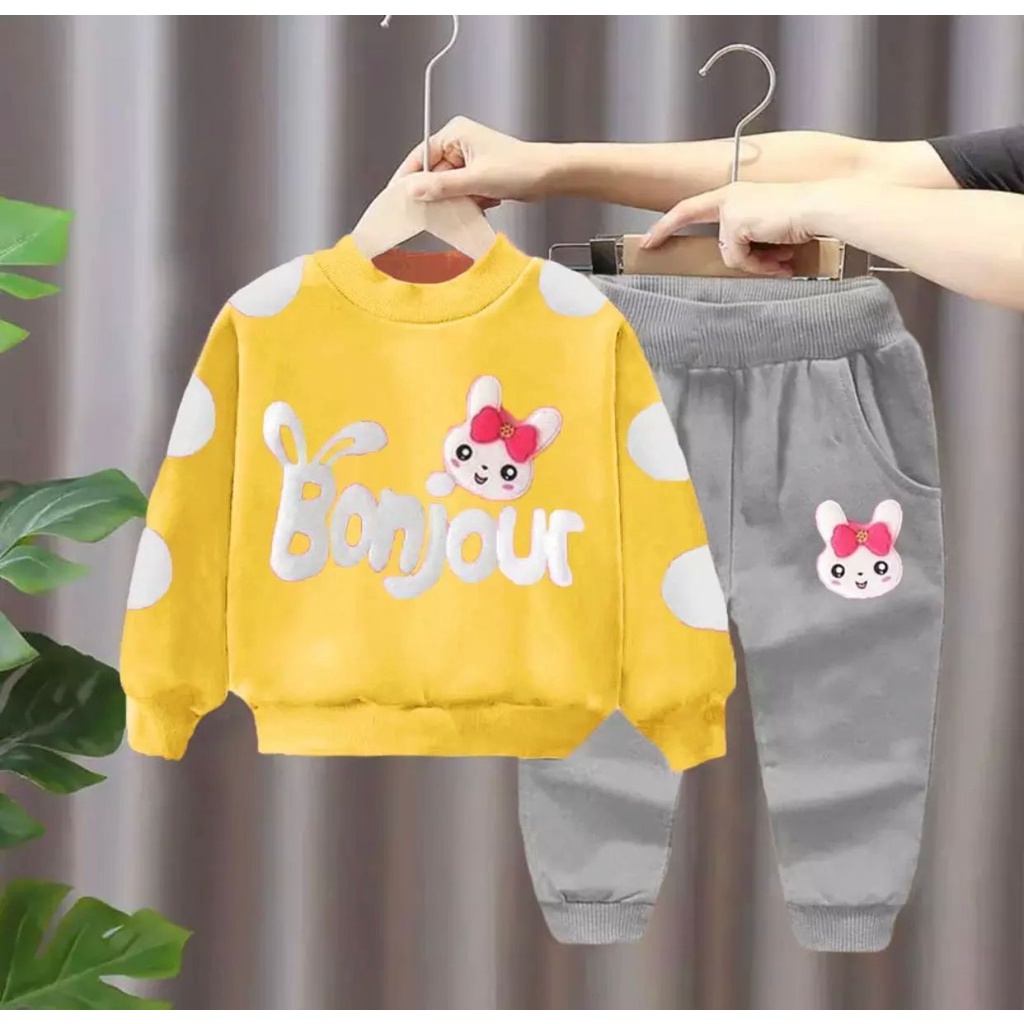 Jual setelan baju anak perempuan setelan sweater joger baju dan celana