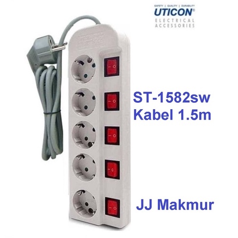 Jual Uticon Stop Kontak Kabel 5 lubang + Saklar On Off Colokan Listrik ...