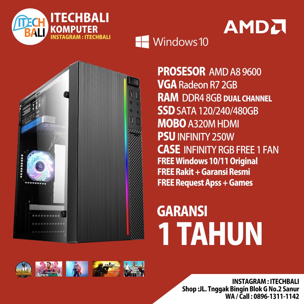 Jual RAKITAN PC AMD A8-9600 / RADEON R7 SERIES / 250W PC Gaming Murah  Terbaik | Shopee Indonesia