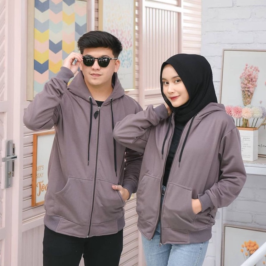 Jual Jaket Couple Pasangan Hoodie Terbaru Resleting Pria dan Wanita Lengan Panjang Shopee Indonesia