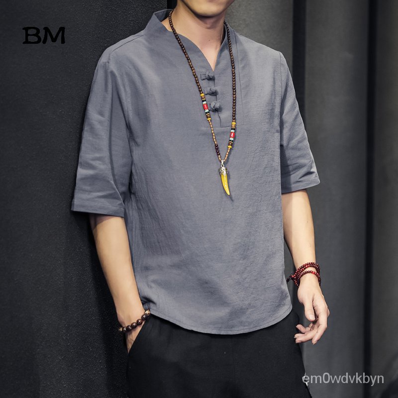 Jual 2020 Summer Short Sleeve Chinese Style Clothing Men Ancient Style