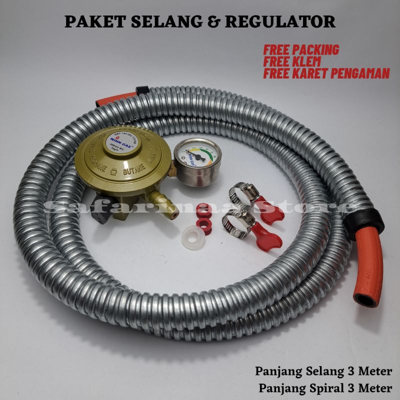 Jual Regulator Gas Lpg Winn Gas Dn M Set Panjang Selang Meter Free Klem Karet Pengaman