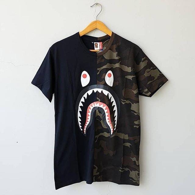 Half camo bape shirt best sale